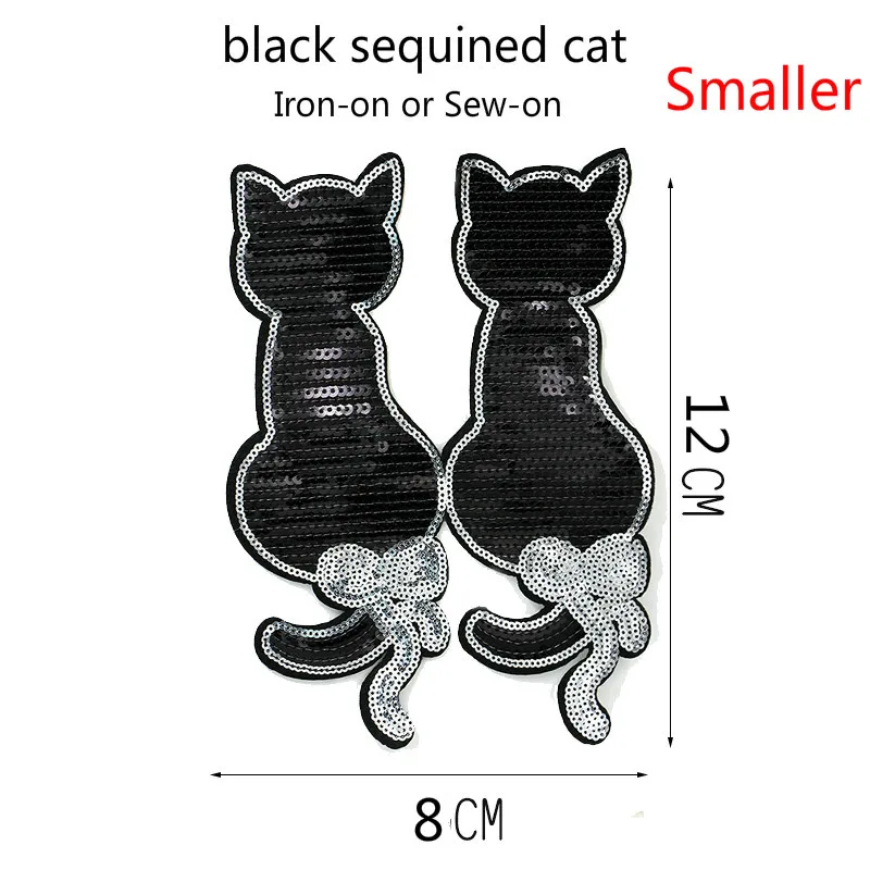 JOD поп блесток ткань черный большой кот гладить на одежду декоративная заплатка Швейные наклейки перо персонализированные глажки бусины паста - Цвет: Small