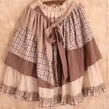 Винтажный стиль Mori Girl преппи британская клетчатая длинная юбка принцессы Милая эластичная талия женская готическая юбка с оборками Бохо одежда в стиле мори