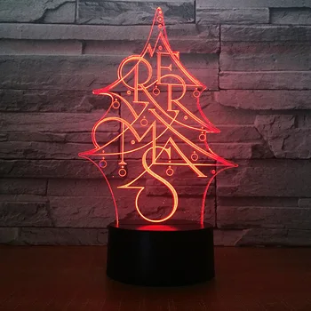 

LED letter Christmas tree acrylic night light 3d 7 color table lamp bedside touch light 1623
