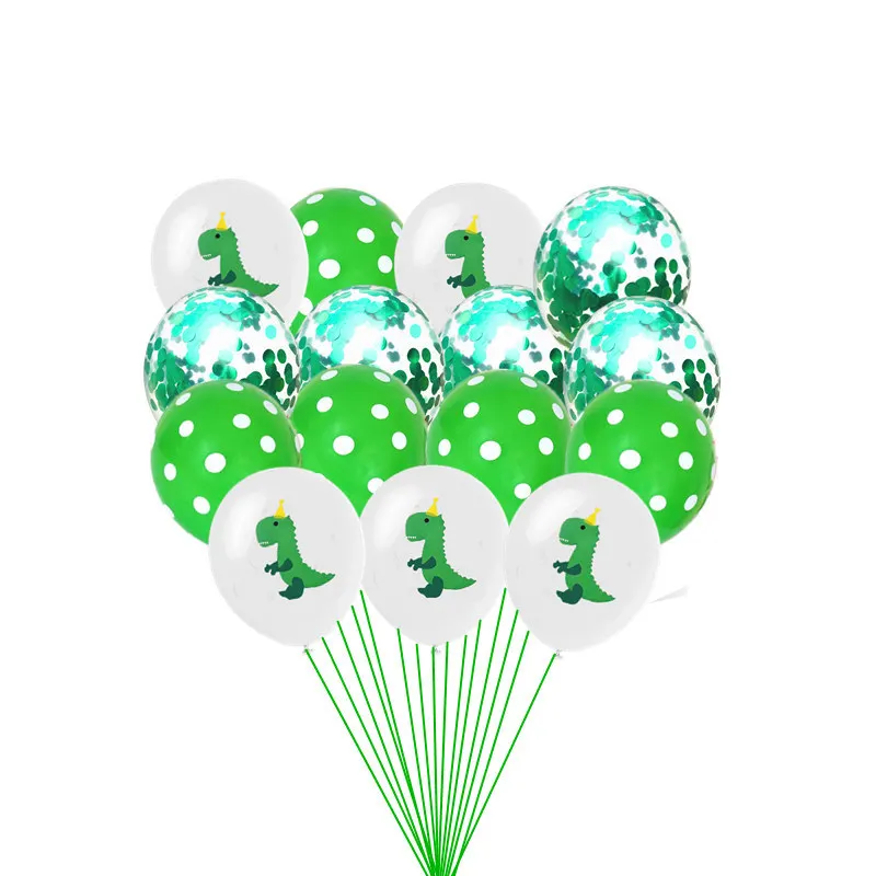 

10Pcs 12in Dinosaur Balloon Set Green Sequins Confetti Balloon Theme Birthday Party Decoration Kids Party Supplies Dinosaur Gift