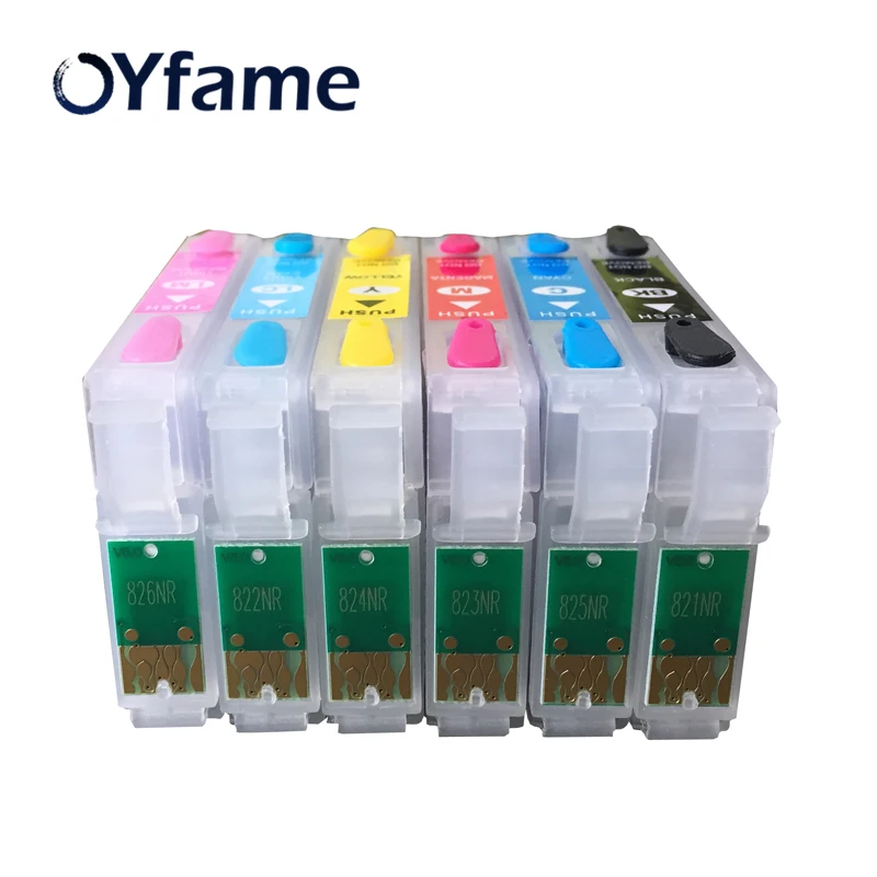 Картридж OYfame T0821 многоразовый с чипами ARC для принтеров Epson Stylus R270 R390 RX590 TX700W T50 TX720