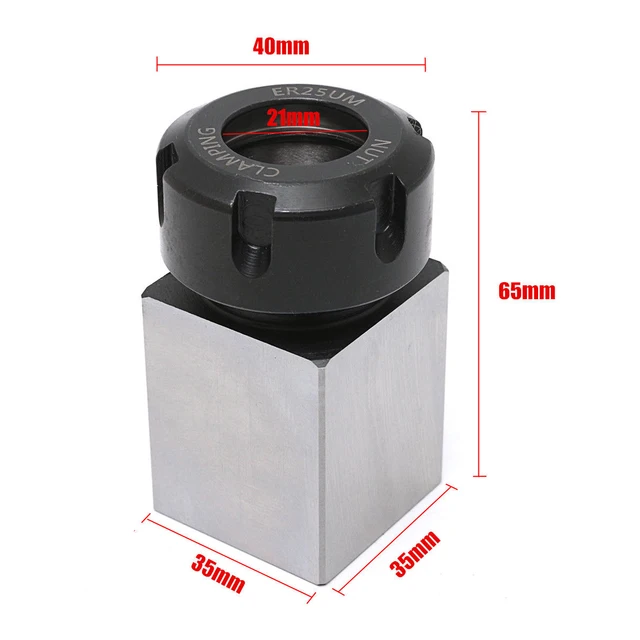 Hard Steel ER-25 Square Collet Chuck Block Holder 3900-5123 with High Hardness For Lathe Engraving Machine 35X65mm