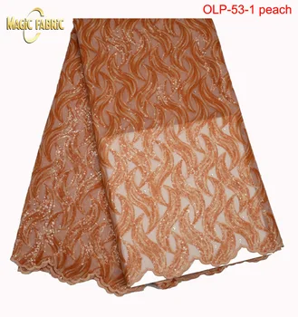 

New fashion Double Organza lace fabrics High quality Sequins Embroidered Organza Fabric for Wedding OLP-53