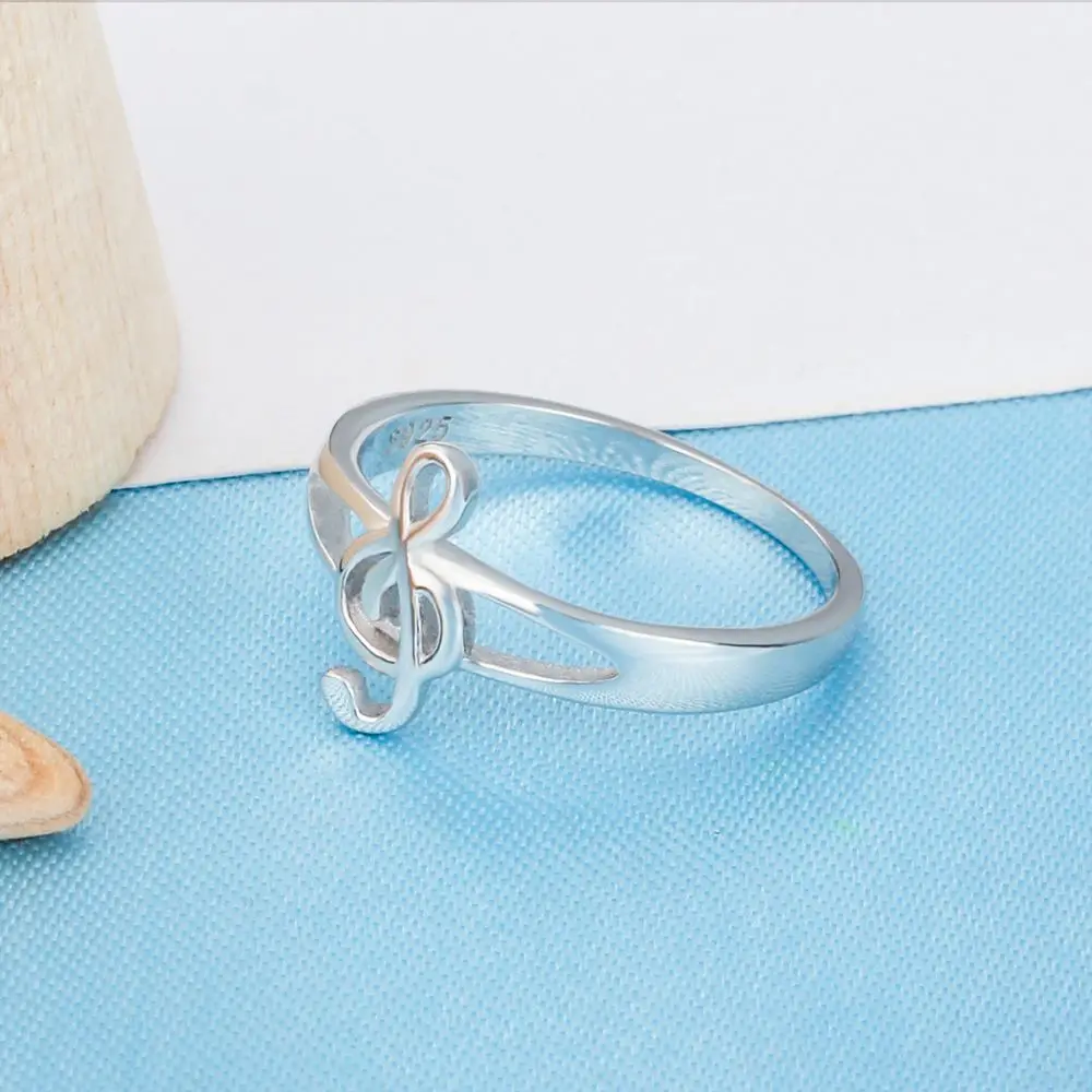 Новое 925 пробы Серебряное женское кольцо с музыкальной нотой женские кольца на палец для женщин S925 Серебряное ювелирное изделие Размер 6 7 8 9(Lam Hub Fong