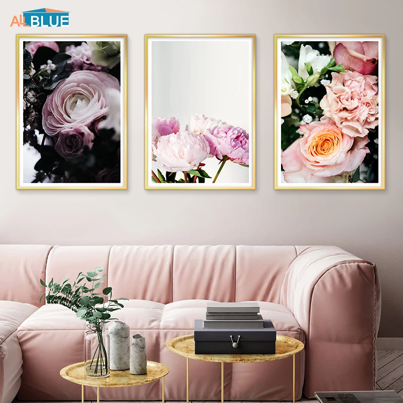 

Poster Nordic Pink Peony Rose Canvas Prints Flowers Wall Art Canvas Painting Posters And Prints Wall Pictures For Living Room