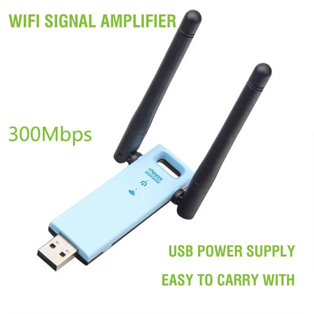 AMZDEAL 2,4 ГГц 300 Мбит/с USB Wifi адаптер Усилитель сигнала Беспроводной сеть Dongle двойной антенны для портативных компьютеров