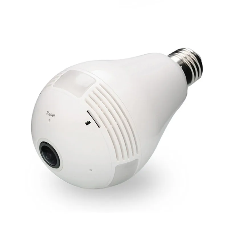 Новая лампа светодиодный светильник wifi ip-камера Wi-Fi рыбий глаз 960P 360 градусов CCTV VR камера 1.3MP Домашняя безопасность WiFi камера панорамная камера - Цветной: Белый