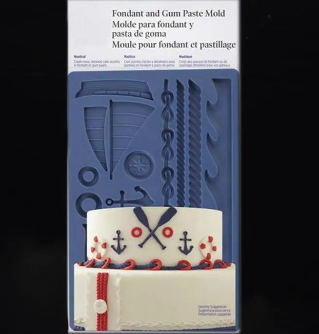 

Cake Tools boat silicone mold sea wave chain rope Decorating Cupcake Gumpaste fondant cake tool mould chocolate baking