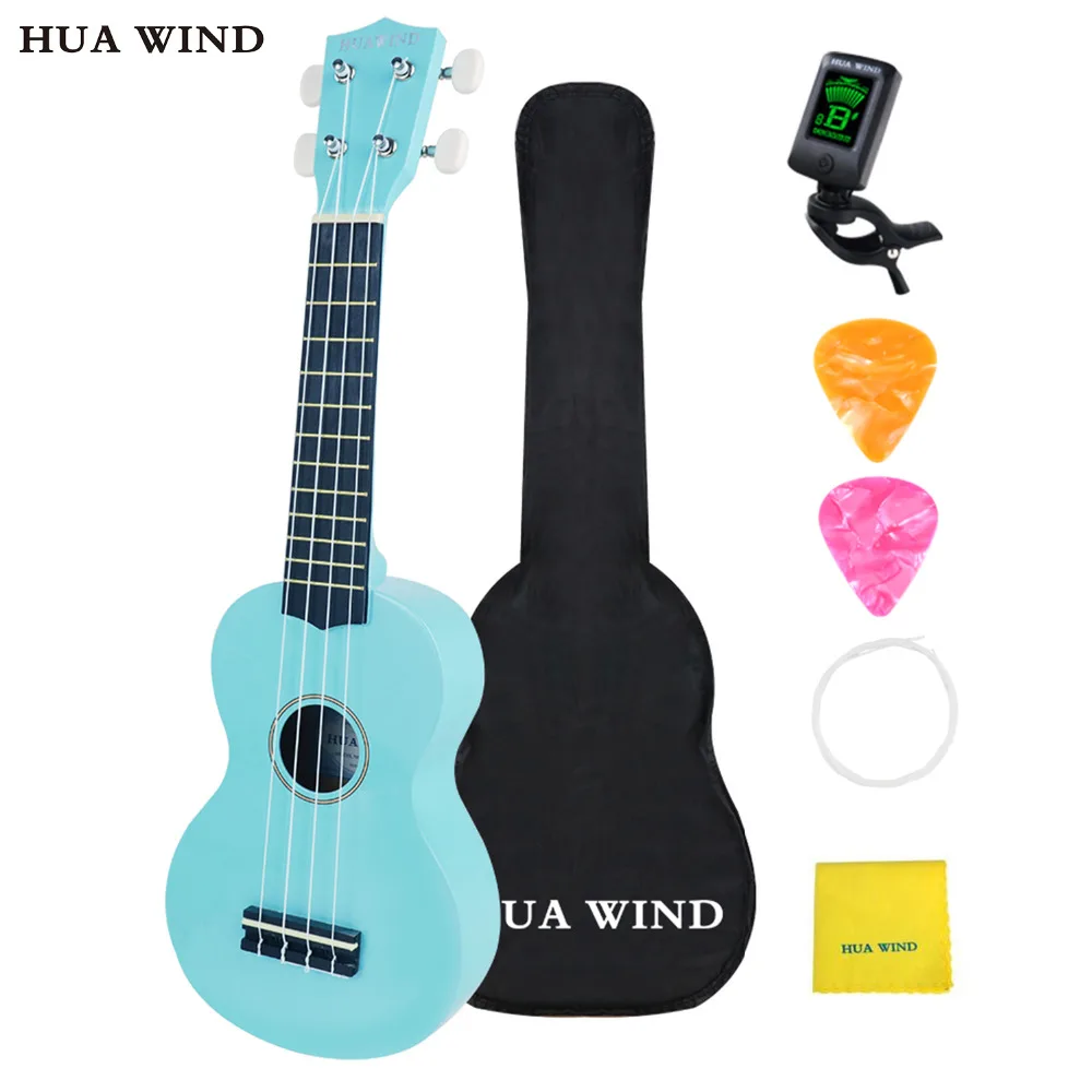 

HUAWIND Soprano Ukulele 21 Inch Ukulele Wood Made Ukulele for Beginner Ukulele Mini Guitar With Tuner Picks Bag Full Kits