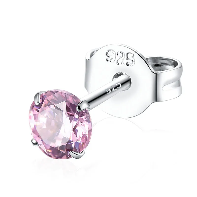 Женские серьги гвоздики из серебра 925 пробы с камнями 4/5/6/7 мм|925 sterling silver earrings|silver