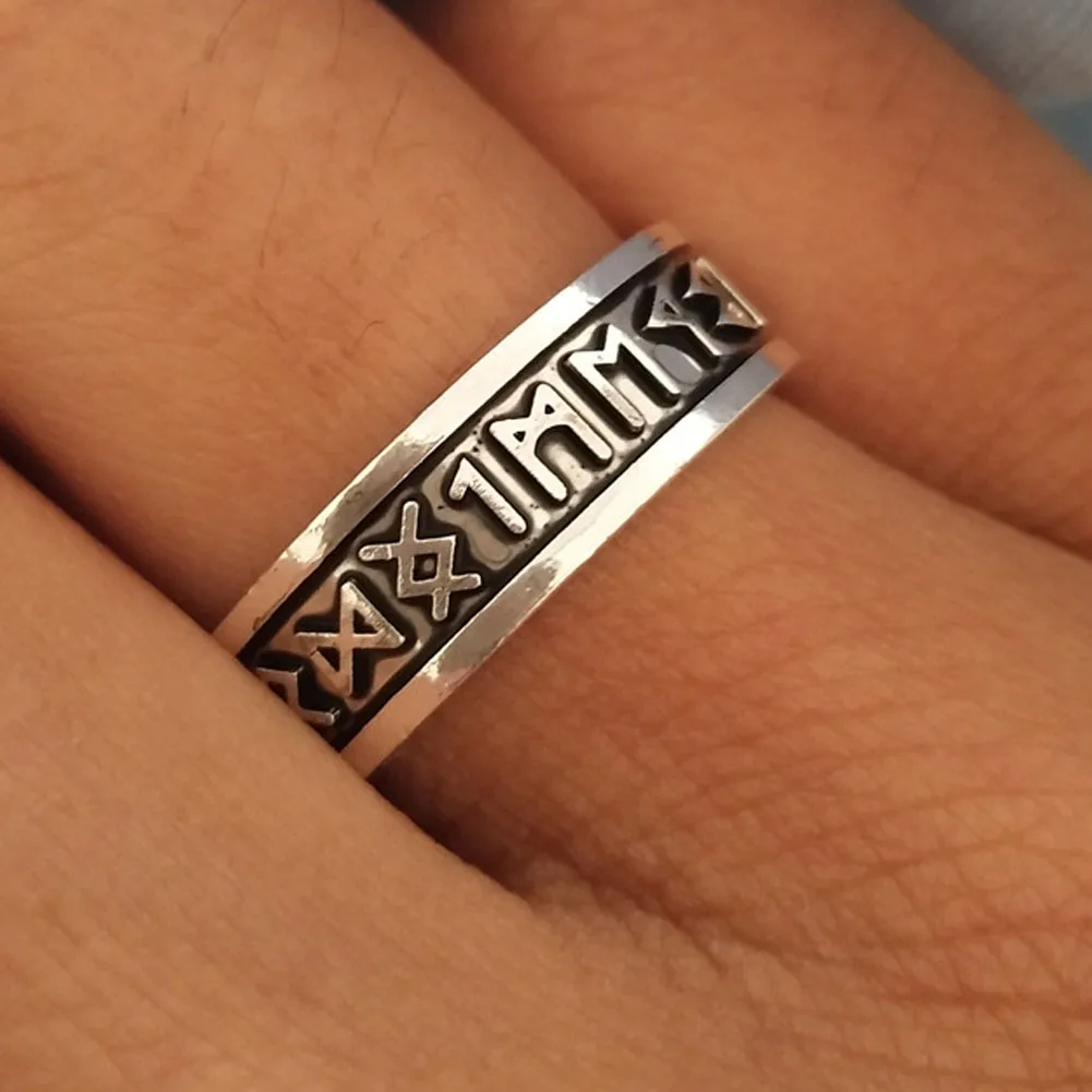 

Viking Rings Man's Custom Rune Letter Ring Wedding Anel Nordic Vintage Men Jewelry