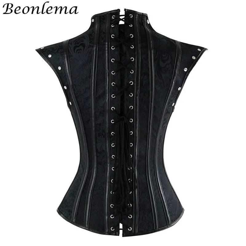 Beonlema Gothic Steampunk Corset Sexy Vintage Corselet Lace Up Punk Rave Korset Vest Women Pink Royal Blue Bustier Lingerie