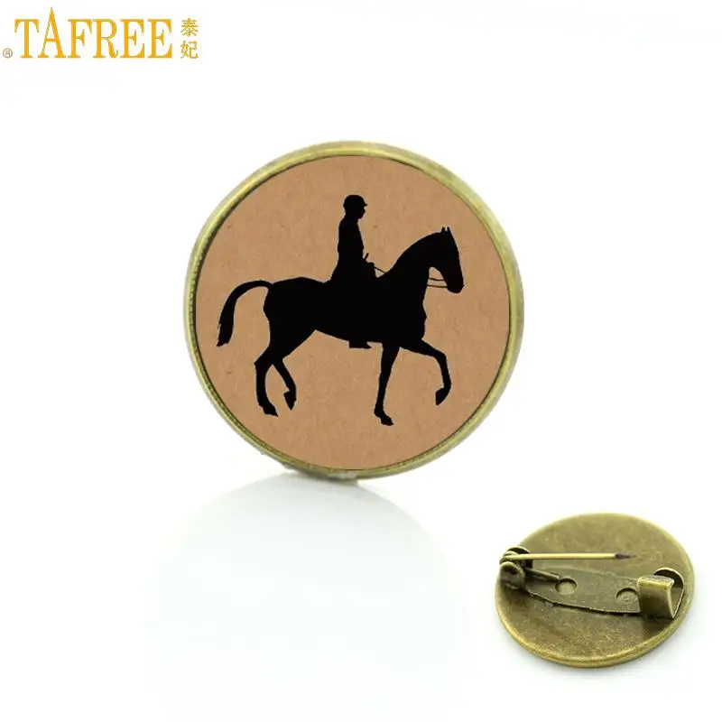 TAFREE Brand vintage Horseback Riding brooches love horse charms Equestrian sports events gift badge jewelry for men women SP514