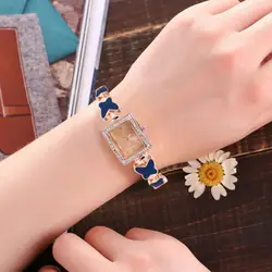2019 Часы женские золотые винтажные женские квадратный полностью алмазный браслет часы Аналоговые кварцевые наручные часы Relogio Feminino