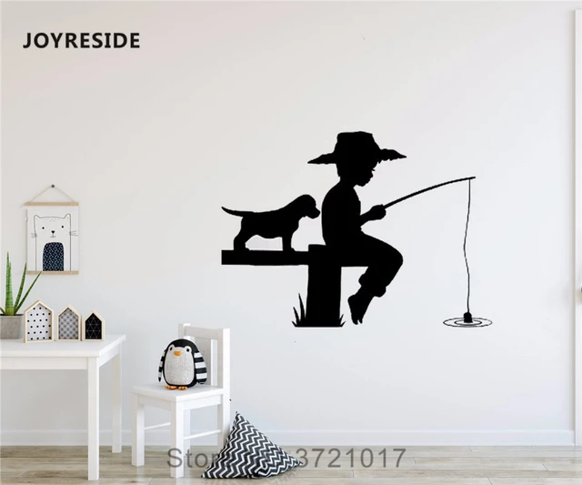 Joyreside Design Wall Little Boy Fishing Fish With Dog Puppy Decal Vinyl  Sticker Decor Boys Children Kids Room Art Mural A384 - Wall Stickers -  AliExpress