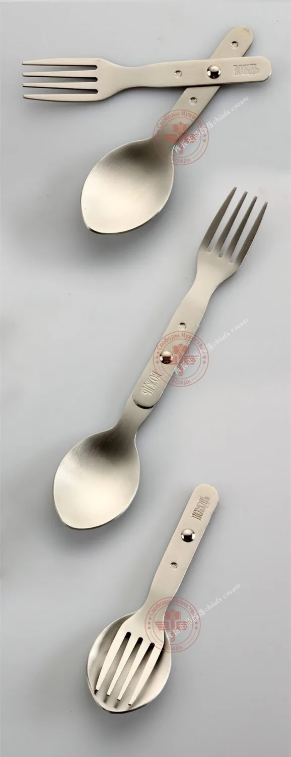 Caza Acero inoxidable presentado Vajilla Tenedores/cuchara cubiertos portátil plegable camping al aire libre de la comida campestre multi Utensilios Chasse caza