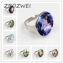 ZBOZWEI 2018 Blessed Virgin Mary Mother of Baby Ring Jesus Christ Christian Ring Catholic Religious Glass Tile Ring gift ZBOZWEI 2018 Blessed Virgin Mary Mother of Baby Ring Jesus Christ Christian Ring Catholic Religious Glass Tile Ring gift