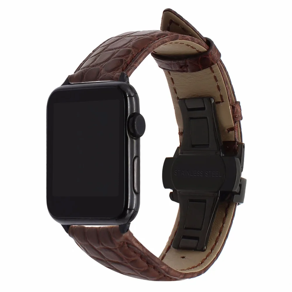 Ремешок для часов из натуральной кожи крокодила ремешок iWatch Apple Watch 38 мм 42 с