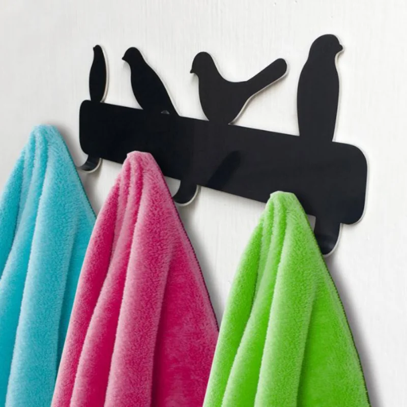 

Bird Shaped Refrigerator Clothes Key Bag Wall Stainless Home Hanging Row 3 Steel Decor Hanger Hooks