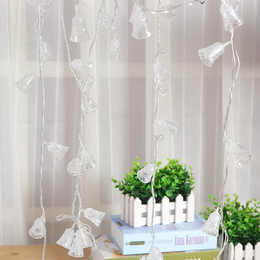 

10M 100 Bulbs Holiday Christmas Lighting Lights Hollow Chime String Lamps LED Bell Garlands Lamp String Home New Year Decoration