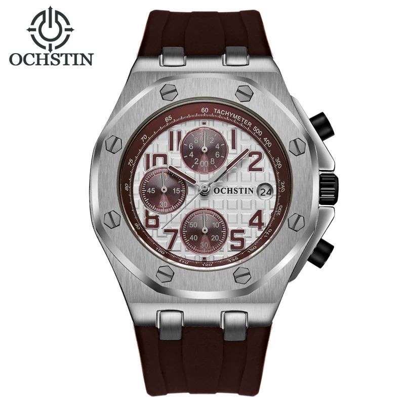 

Augustus Men's Watch Sports Multifunction Automatic 6-Pin Waterproof Calendar Quartz Leather Strap Men's Watch