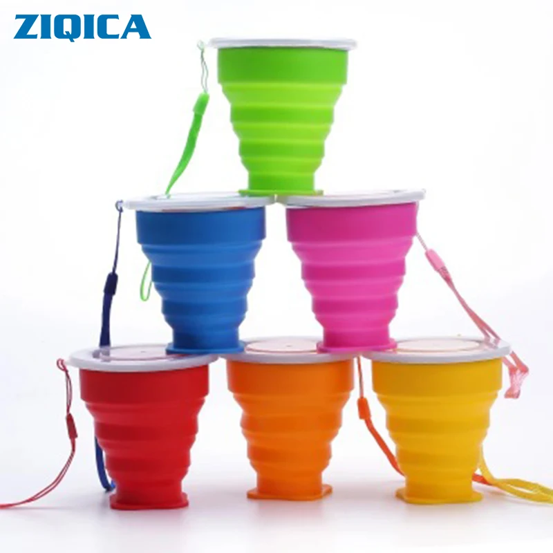 

200ml Portable Travel Silicone Folding Telescopic Cup Covered Travel Foldable Water Cup Compressed Cup