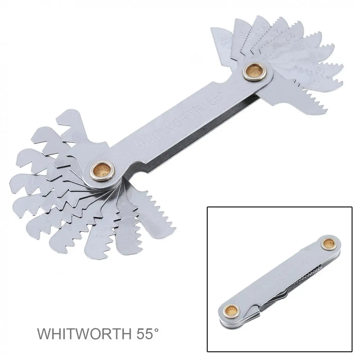 Screw Pitch Gauges 55/60 Degree Metric Inch Thread Plug Gauge Gear Tooth Measuring Carbon Steel Center Measurement 20 Blades