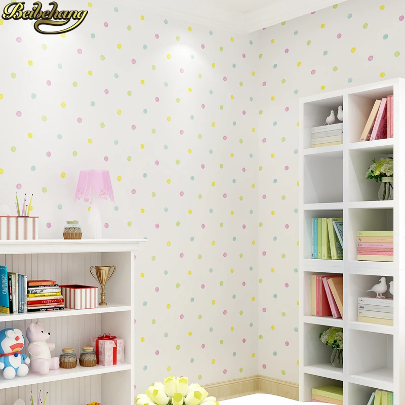 beibehang 53X300cm Ceiling self-adhesive wallpaper small dot children's room boy girl bedroom background wall stickers painting fairy girl round drill diamond painting 35 35cm