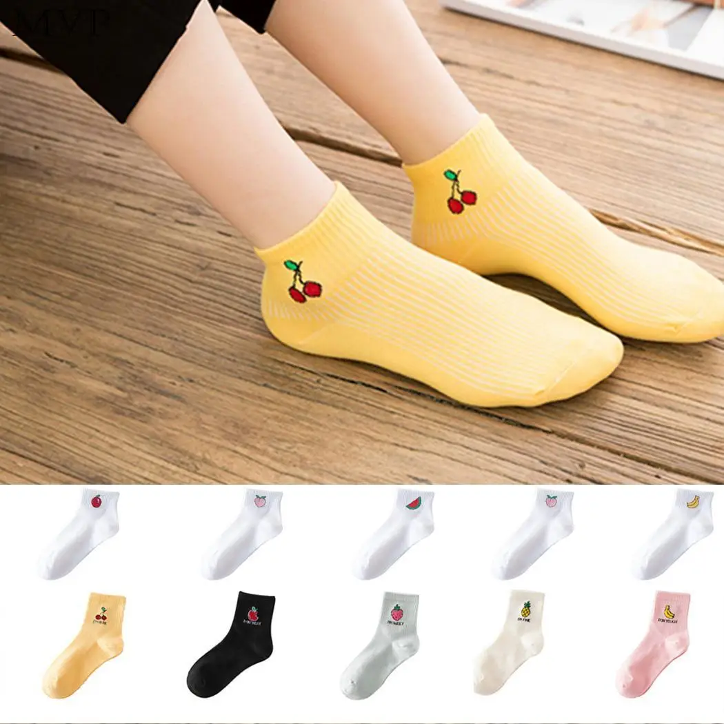 

Women Girls Fashion Cute Fruit Print Cotton Socks Casual Mid Length Socks