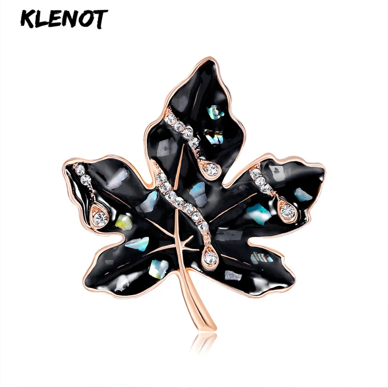 

Elegant Shell Maple Leaf Pins and Brooches For Women Pearl Brooch Crystal Metal Rhinestone Plant Brooch Jewelry Suit Accessories