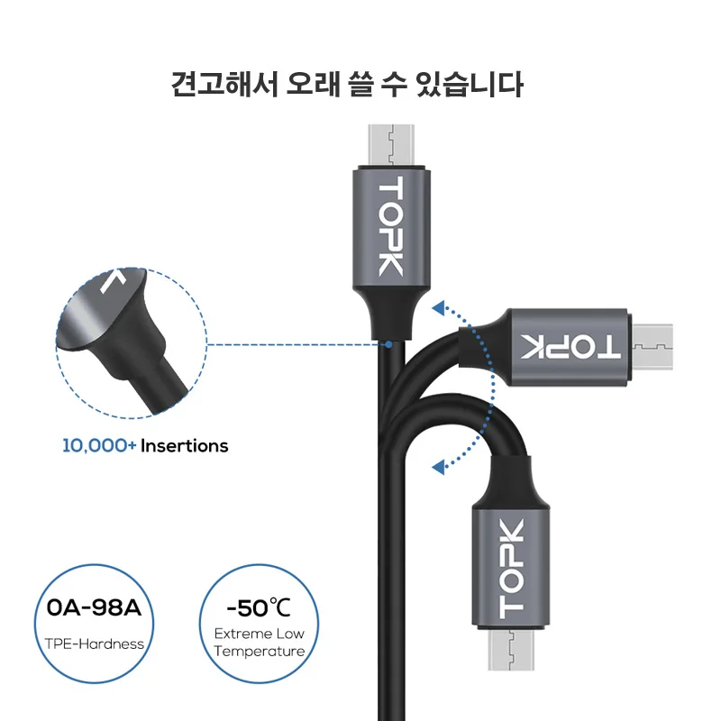 TOPK D-Line2 кабель Micro USB с дисплеем напряжения и тока, usb-кабель для синхронизации данных для samsung, Xiaomi, huawei, кабель Microusb