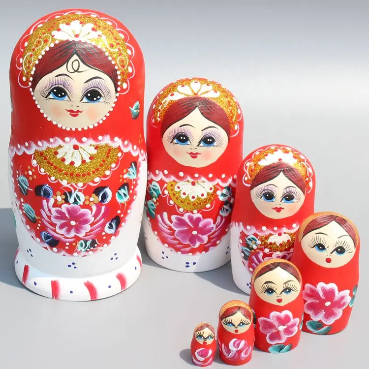 7pcs/set Hand Paint Matryoshka Dolls Set Creative Wedding Party