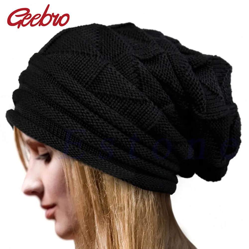 

Geebro Fashion Men Caps Women Knit Hats Slouchy Skullies Beanies Warm Winter Hat Ski Cap For Female Unisex Solid Color Hat XL146