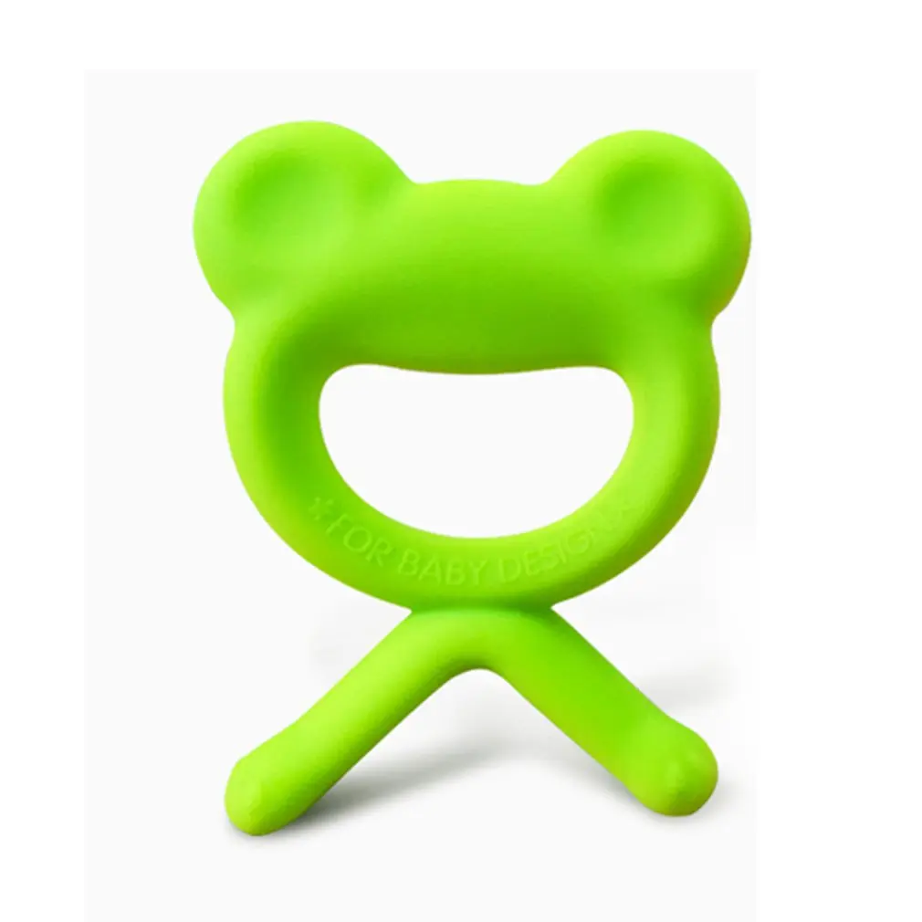 Детские Прорезыватели безопасные Силиконовые Прорезыватели игрушки мультфильм лягушка жевательные прорезыватели игрушки - Цвет: Зеленый