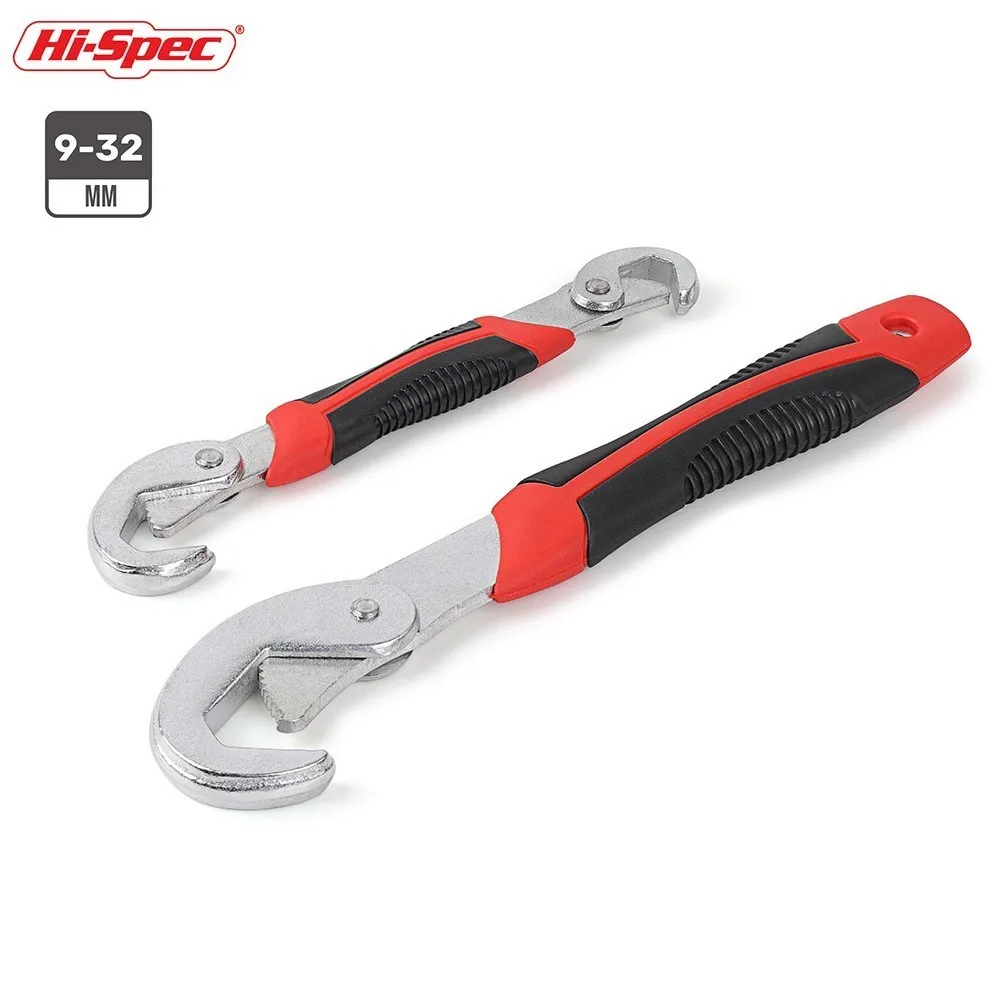 Hi Spec 2pc Ratchet Wrench Adjustable Universal Wrench Keys 9 32mm Multitool Torque Wrench Spanner Set