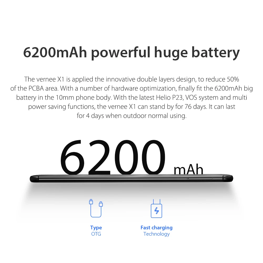 Excellent Vernee X1 4G 6200mAh Face ID Smartphone 6GB RAM 64GB ROM Helio P23 MTK6763 Android 7.1 16+5MP 13MP+5MP 4-Cam Fingerprint 5