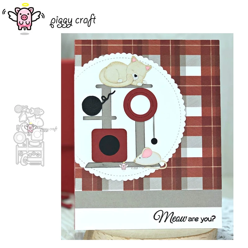 

Piggy Craft metal cutting dies cut die mold Cat ladder ball mouse Scrapbook paper craft knife mould blade punch stencils dies
