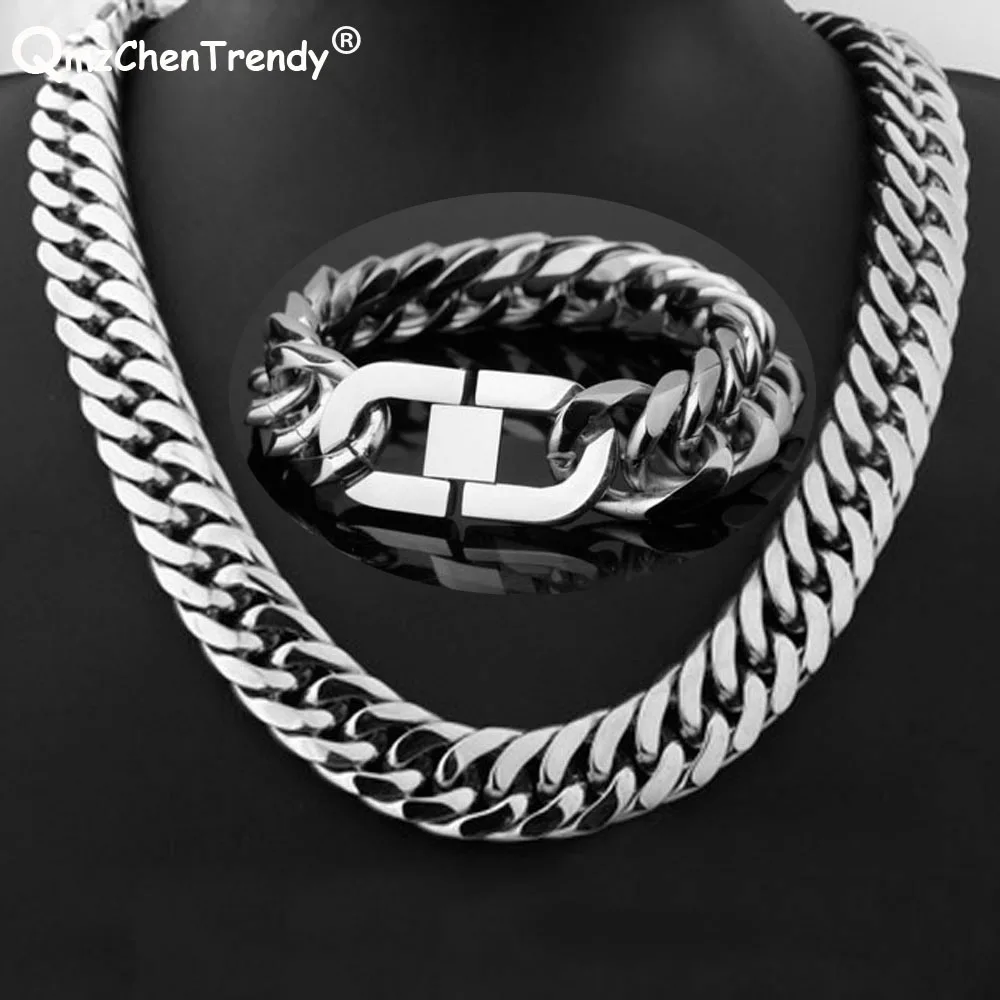 Chunky Cuban Link Bracelet For Men — Stainless Steel, Brushed Matte Finish - View #6
