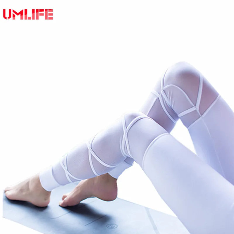 

UMLIFE Women Yoga Pants Dry Fit Sport Pants Mesh Insert Fitness Gym Pants Workout Running Tight Sport Leggings Female Trousers