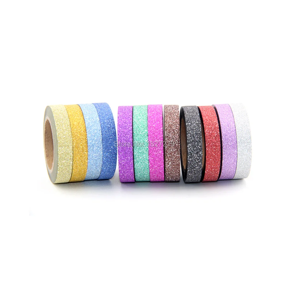 (12pcs/Set) 8mm*6.5m Glitter Washi Tape Set Scrapbooking Decorative