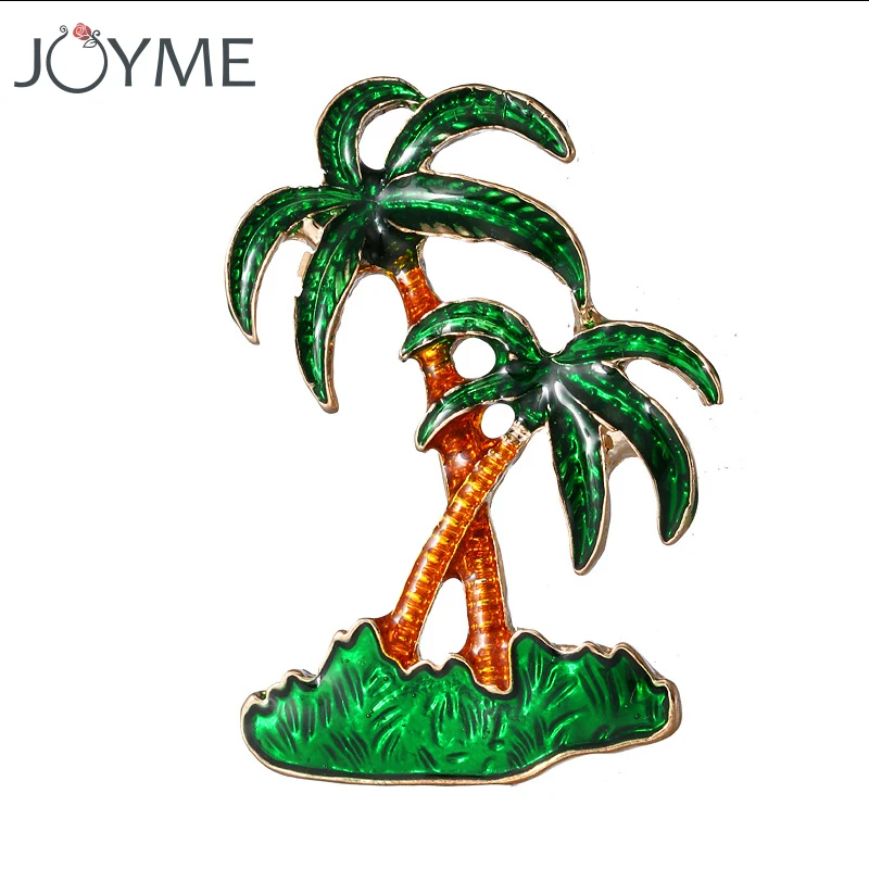 

Lovely Enamel Coconut Tree Cartoon Badge Pin Brooch Green Broches Lapel Pins for Men Brooches Women Jacket Clothing Jewelry