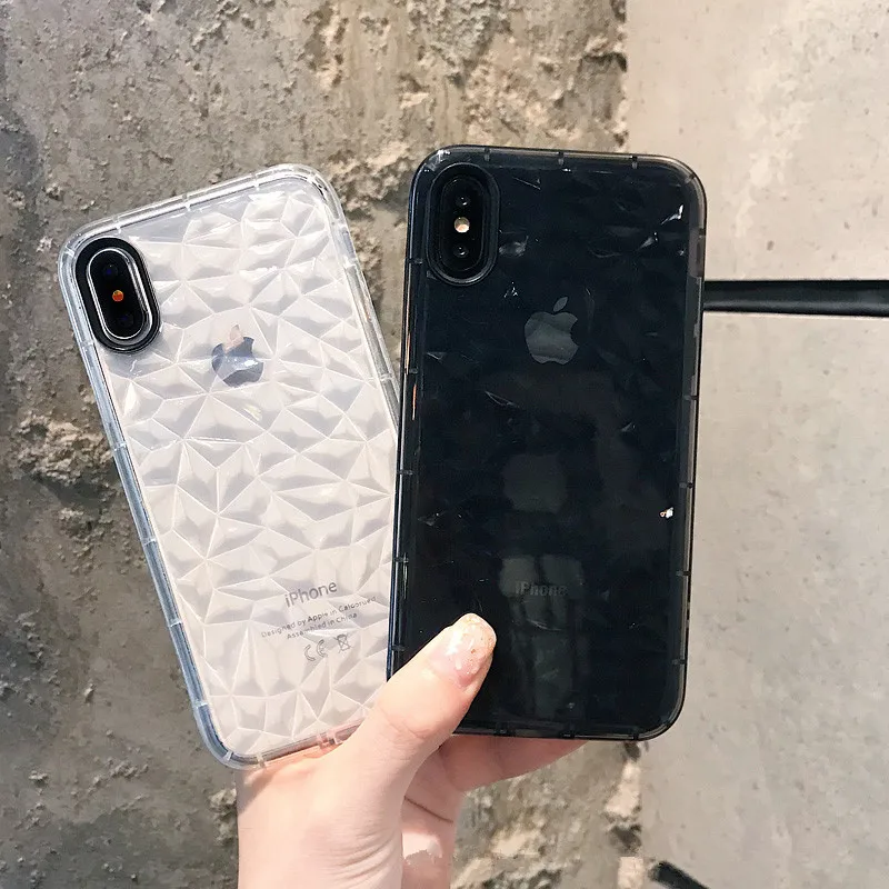 

Luxury capa Diamond Transparent Soft Anti-knock Bling Rhombus Back Cover Phone Case For iPhone X XS XR XS XS Max 6 7 8 Plus