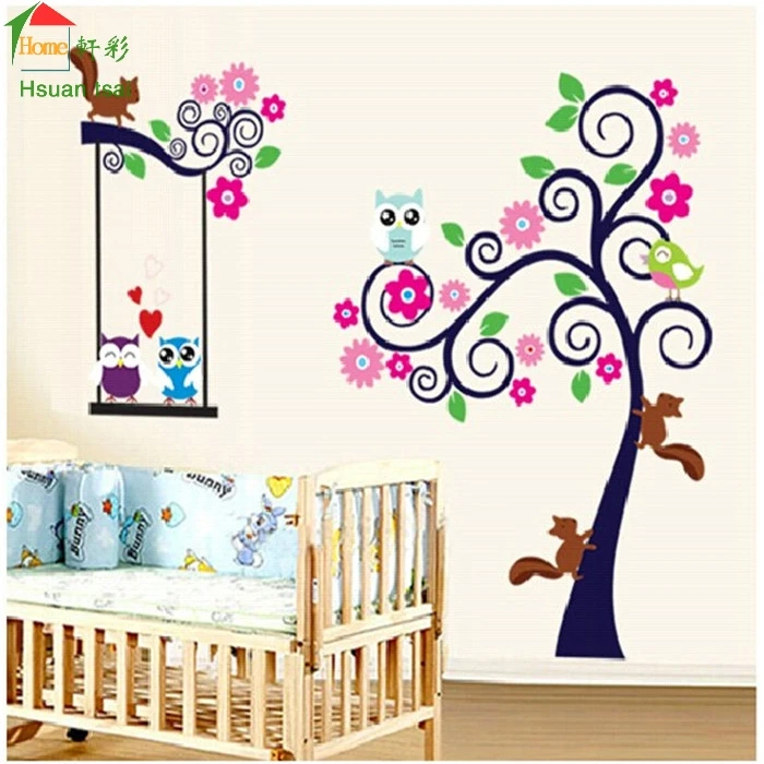 Animal cartoon owl tree wallpaper for kids wall decals home decor living room sofa vinyl wall  Animal cartoon owl tree wallpaper for kids wall decals home decor living room sofa vinyl wall