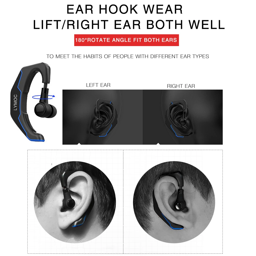 LYMOC Q3 Upgrade Bluetooth Headsets Car Sport Wireless Earphone HD MIC Handsfree Phone headphone Ride Motorcycle Bike for iPhone