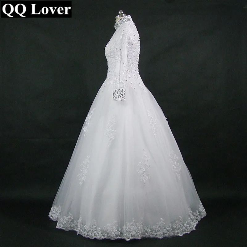 QQ Lover 2019 Новое кружевное свадебное платье в мусульманском стиле с длинным рукавом
