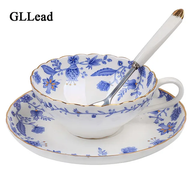 Gllead Chinese Style Blue And White Porcelain Coffee Cup Saucer Gllead Chinese Style Blue And White Porcelain Coffee Cup Saucer European Painted Gold Tea