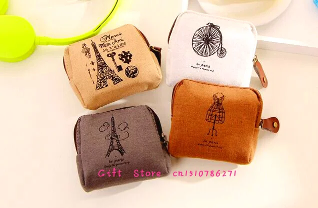 

Retro Paris Classic Canvas Mini Storage Box & Keys BAG Holder Case ; Lady Girl's Hand & Pocket Coin Purse Wallet Case