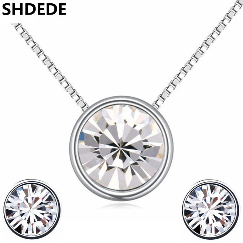 SHDEDE Кристалл от Swarovski Модные Ювелирные наборы ожерелье серьги для женщин модные