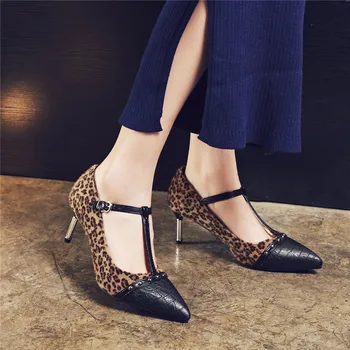 

25-62 Plus Size High Heels Shoes Women Pumps Shoes Heel Women Leopard High Quality