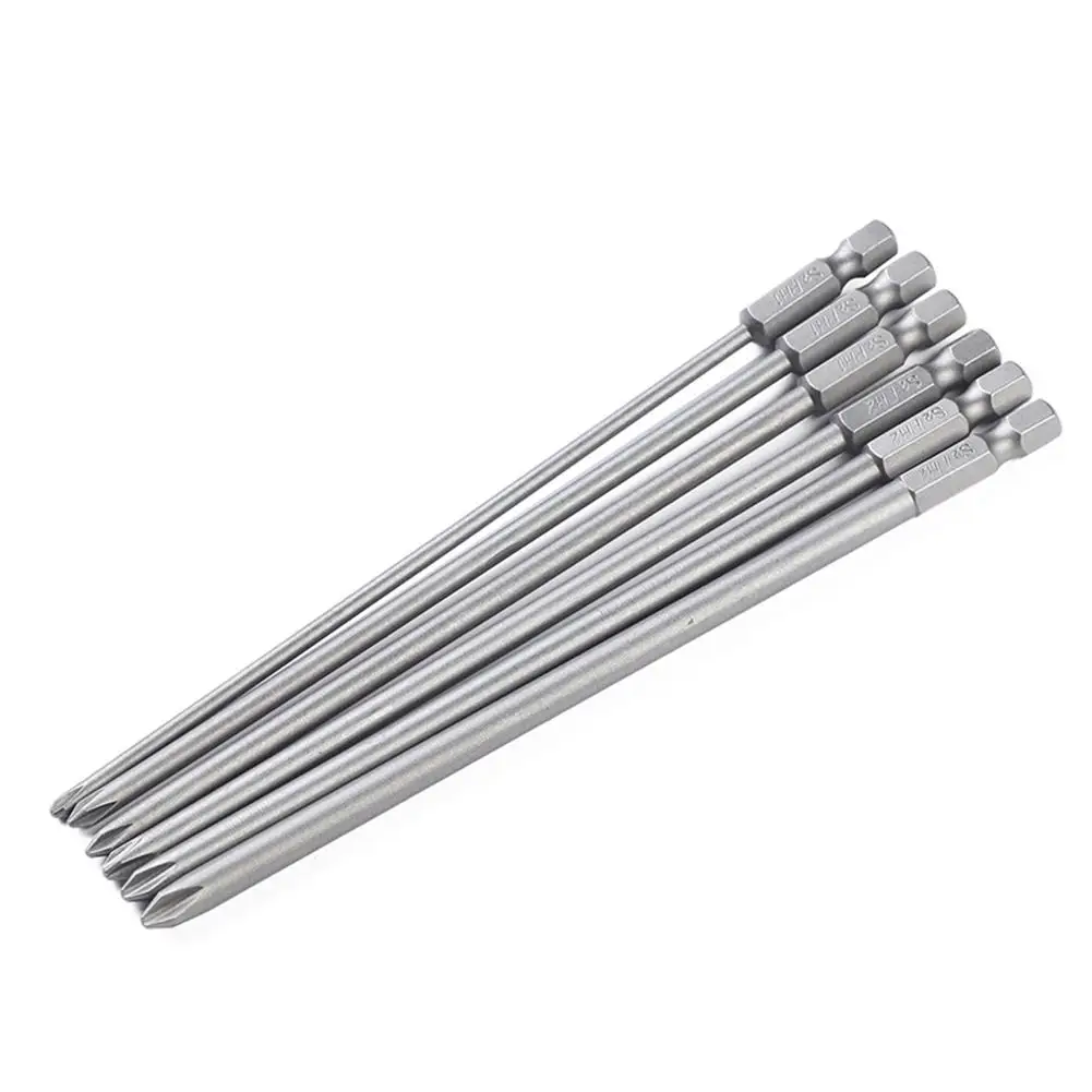 

6PCS 150mm Long S2 Alloy Steel Magnetic Cross Philips PH1 PH2 Screwdriver Bit Toos 1/4 Inch Electric Screwdriver Set